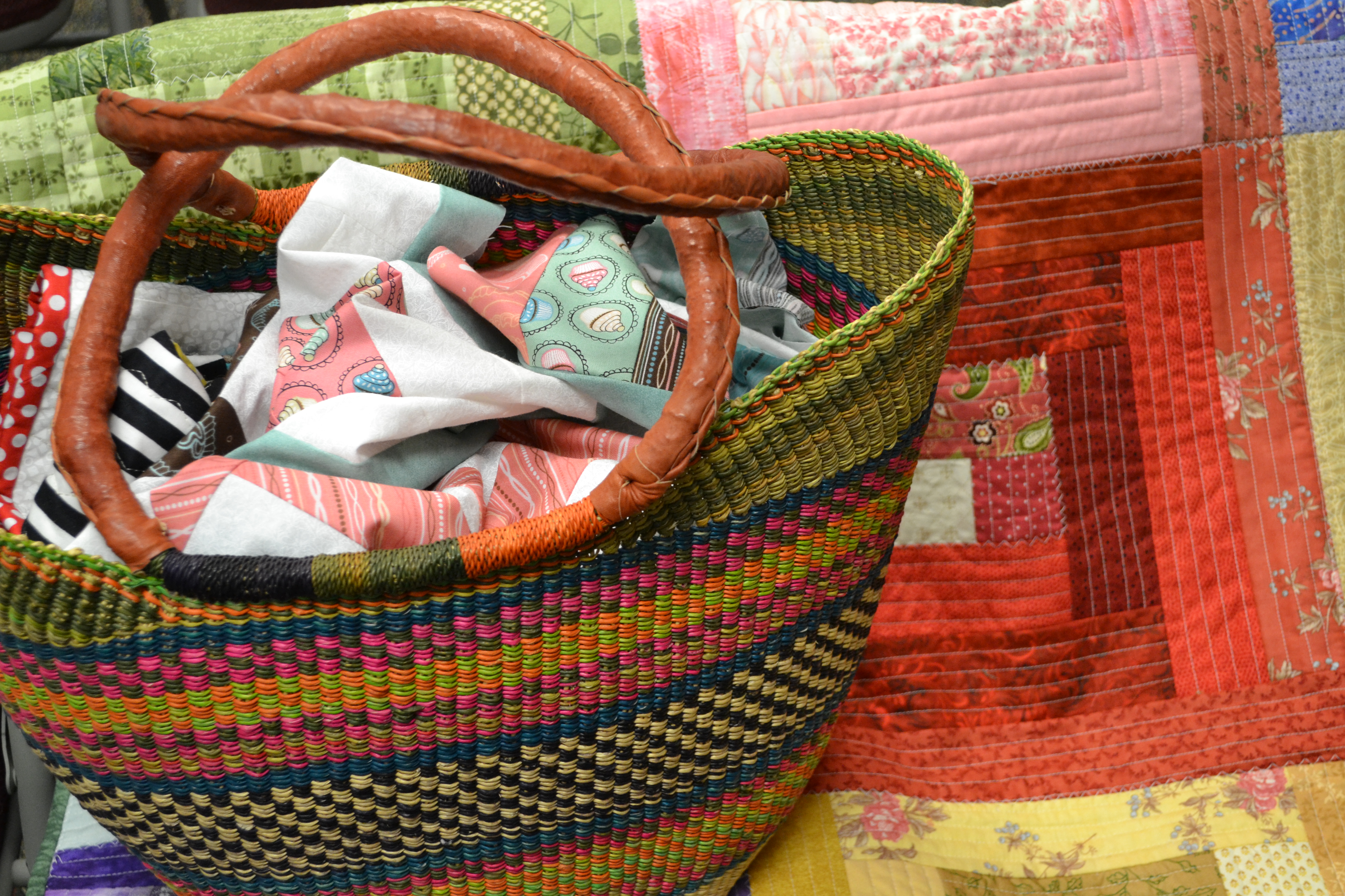 basket of quilts